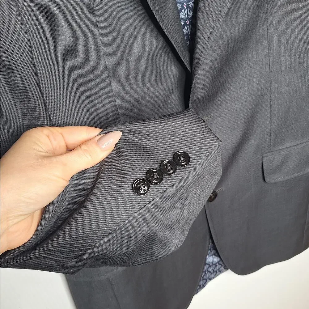Ted Baker Men's Blazer Suit Jacket 40L Jay CT Gray 100% Wool Sport Coat